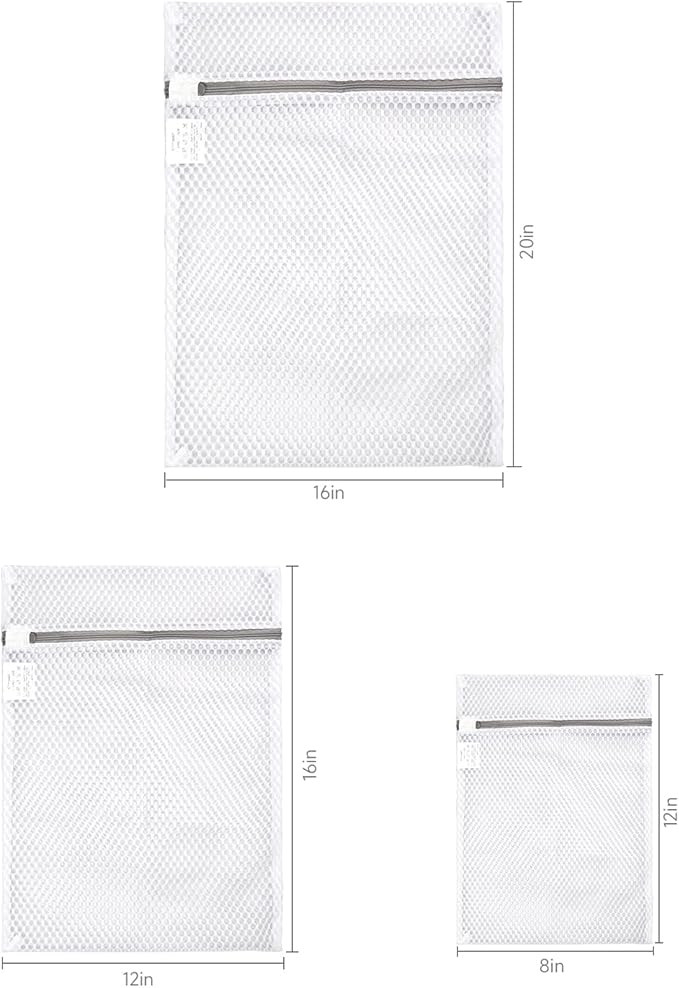 GOGOODA Mesh Laundry Bags for Delicates, 3-Pack (1 Large, 1 Medium, 1 Small) – Honeycomb Mesh Lingerie Bags, Zipper Closure for Bras, Underwear & Baby Clothes