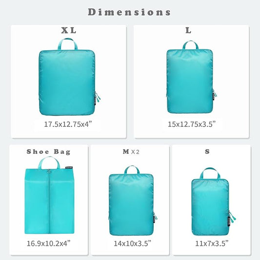 BAGAIL 6 Set Ultralight Compression Packing Cubes Packing Organizer for Travel Accessories Luggage Suitcase Backpack