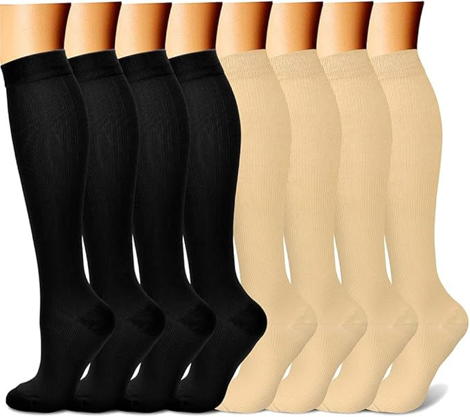 CHARMKING Compression Socks for Women & Men Circulation (8 Pairs) 15-20 mmHg is Best Support for Athletic Running,Cycling