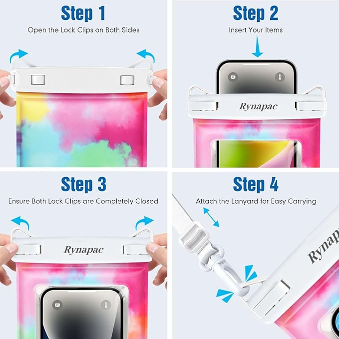 [Floatable] Waterproof Phone Pouch 2 Pack - [Up to 8.5"] IPX8 Floating Waterproof Phone Case Dry Bags with Adjustable Lanyard for Beach Vacation Travel Cruise Ship Pool Kayak Essentials