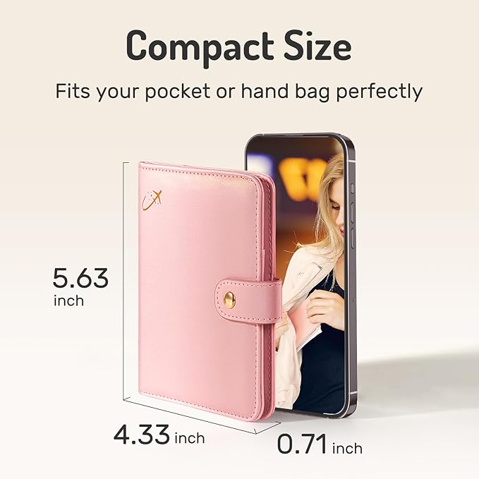 Forvencer Passport Holder with Money Pocket, RFID Blocking Passport Wallet Cover for Travel, Premium Card Case, Waterproof Travel Accessories for Women Men, Hot Pink