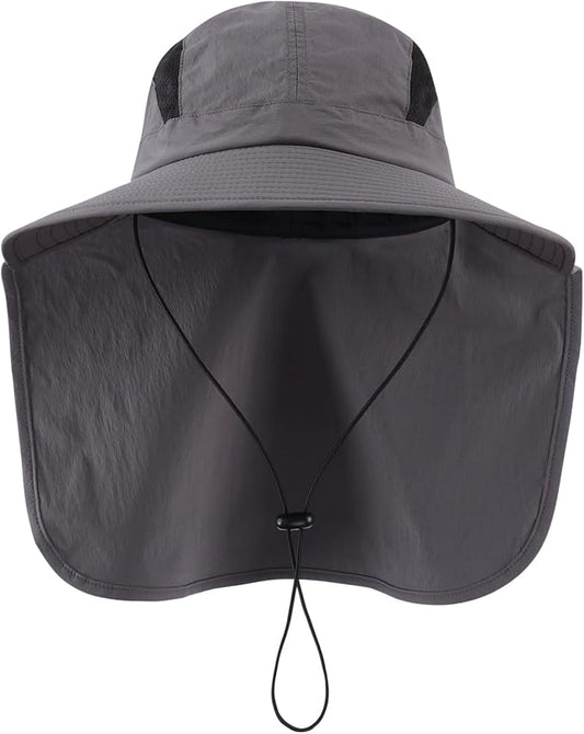 Home Prefer UPF 50+ Sun Hats for Men Women Wide Brim Fishing Hat with Neck Flap UV Protection Sunblock Safari Bucket Hat