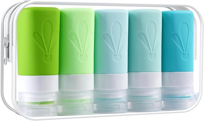 INSFIT Travel Bottles for Toiletries, TSA Approved 2oz Travel Size Toiletries, BPA Free Leak Proof Squeezable Silicone Tubes Travel Essentials for Shampoo Conditioner Lotion Soap
