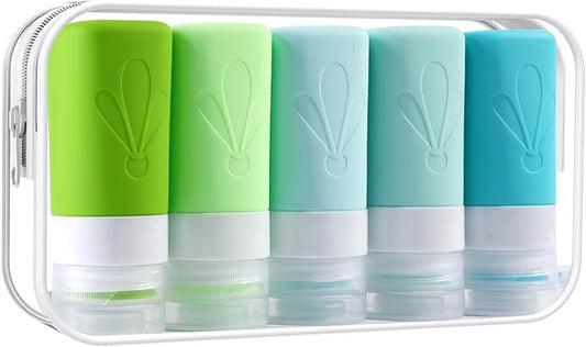 INSFIT Travel Bottles for Toiletries, TSA Approved 2oz Travel Size Toiletries, BPA Free Leak Proof Squeezable Silicone Tubes Travel Essentials for Shampoo Conditioner Lotion Soap