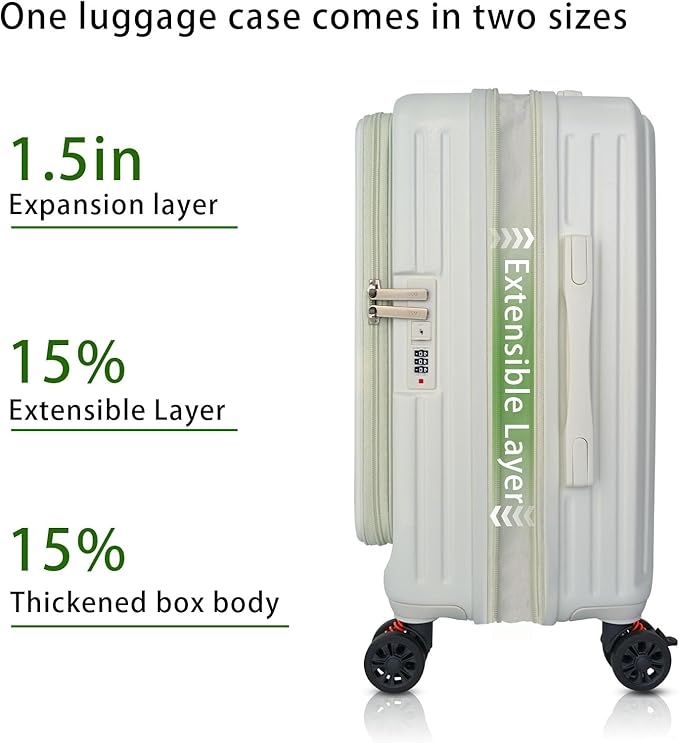 Azalitch Hard Shell Carry on Suitcases with Wheels, Carry on Luggage 22x14x9 Airline Approved, Top-open Design Luggage with Spinner wheels, Expandable Suitcase with Bottle/Cup Holder and Side Hooker.
