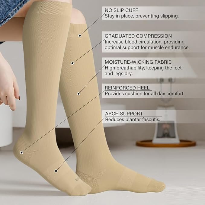 LEVSOX Viscose Made from Bamboo Compression Socks for Pregnant Women 20-30 mmHg Knee High Cute Mens Supports Socks for Travel