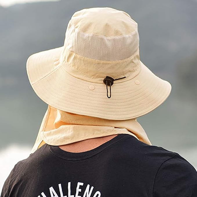 Fishing Hat for Men & Women, Outdoor UV Sun Protection Wide Brim Hat with Face Cover & Neck Flap