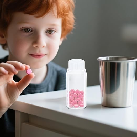 3.4oz Leak Proof Plastic Bottles with Caps, Laboratory Reagent Bottle, Reusable Small Pill Storage Containers for Travel, Classrooms, Home (6 pack translucent)