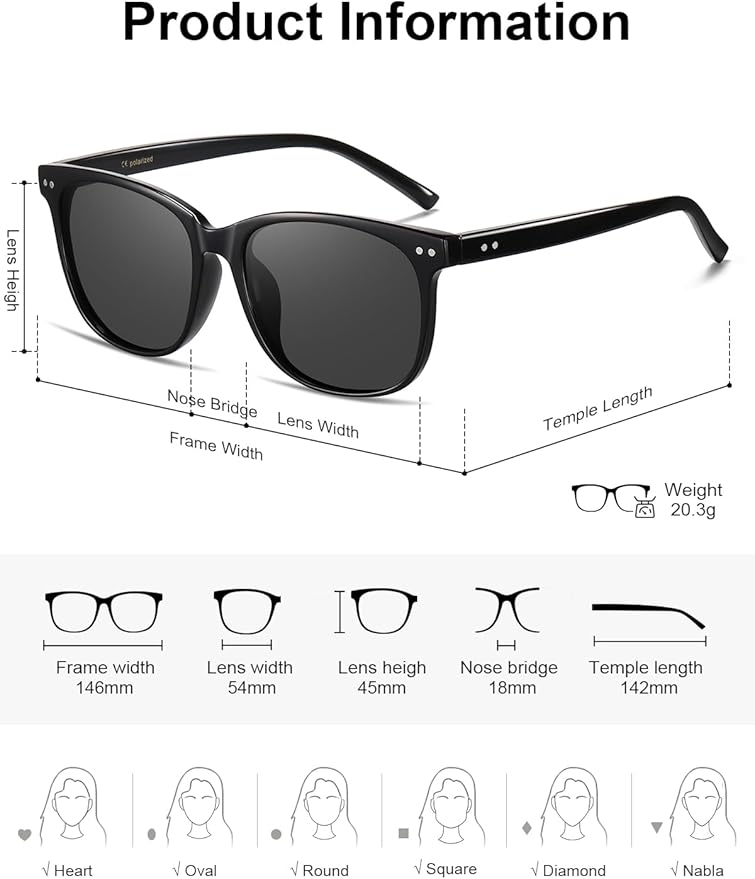 Wzerry Sunglasses for Women Polarized, Sun Glasses Vintage Style Trendy Round UV400 Protection Lens