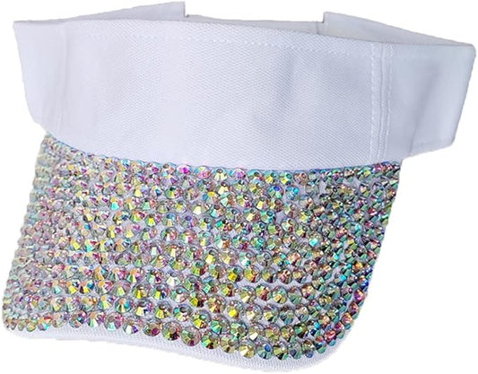 Sparkle Glitter Summer Rhinestone UPF 50+ Bling Ladies Sun Visor for Women Outdoor Sports Fashion Golf Hat