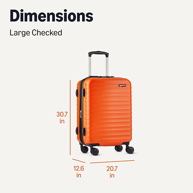 Amazon Basics 30" Hardside Large Checked Luggage, Hardshell Suitcase With Wheels, Expandable For Up to 15% More Space, With Scratch-Resistant Surface, Four Multi-directional Wheels, Orange