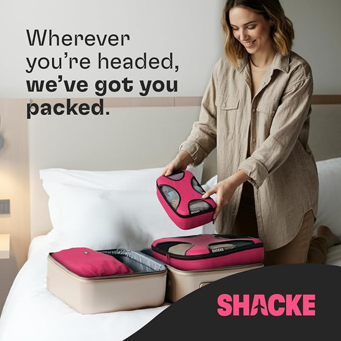 Shacke 6 Set Packing Cubes for Travel - Compression Packing Bags/Travel Organizer - Luggage Organizer Bags for Traveling - Travel Essentials for Women - Cruise Must Haves Packing List