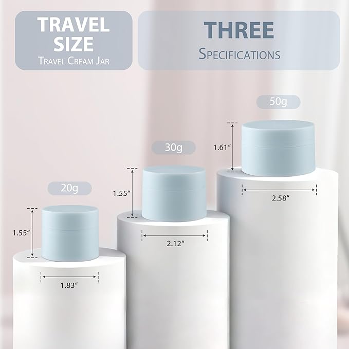 Travel Size Containers, 1OZ Small Plastic Containers with Lids, Travel Container for Creams, Lotion, Toiletries, Makeup (2PCS Blue and 2PCS Pink Plastic Jars)