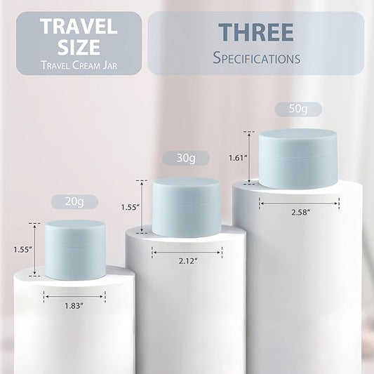 Travel Size Containers, 1OZ Small Plastic Containers with Lids, Travel Container for Creams, Lotion, Toiletries, Makeup (2PCS Blue and 2PCS Pink Plastic Jars)