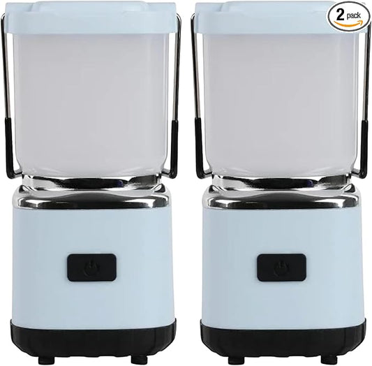 LUXPRO LP189 Mini Lantern - USB-C Rechargeable Camping Light - with 4 Lighting Modes - Dimmable LED Portable Lantern for Hiking & Emergency - Handy Compact Design - Blue 2 Pack