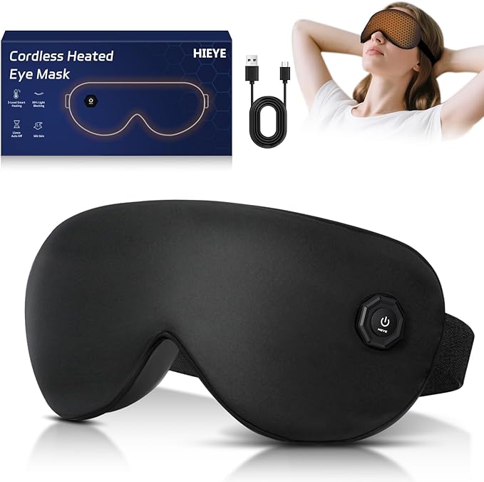 Heated Eye Mask for Dry Eyes- Warm Compress, Washable Electric Eye Heating pad for Sleep, Cordless Heat Mask for Chalazion & Stye Eye Treatment