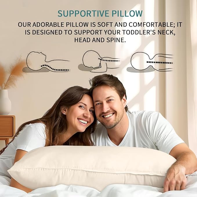 LOFE Organic Pillow with Pillowcase - 20x36 King Size Pillow with 100% Organic Cotton Shell, Adjustable Loft Organic King Plilow, Machine Washable, Soft, Perfect for Adults&Couples