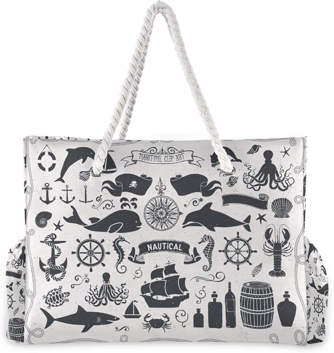 senya Large Beach Shoulder Bags Canvas Tote Water Resistant for Gym Travel Daily