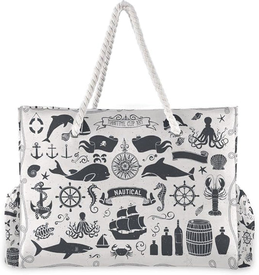 senya Large Beach Shoulder Bags Canvas Tote Water Resistant for Gym Travel Daily