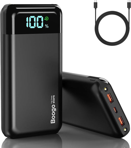 Portable Charger Power Bank 52800mAh Powerbank PD 30W and QC 4.0 Fast Charging Built-in Bright flashlight LED Display 2 USB 1Type-C Output External Battery Pack for iPhone, Samsung, iPad etc (black)