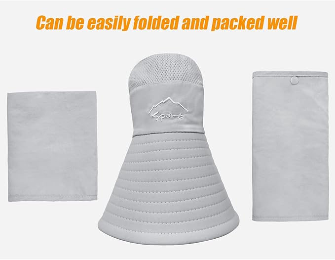 Fishing Hat for Men & Women, Outdoor UV Sun Protection Wide Brim Hat with Face Cover & Neck Flap