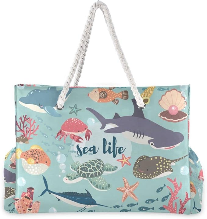 senya Large Beach Shoulder Bags Canvas Tote Water Resistant for Gym Travel Daily