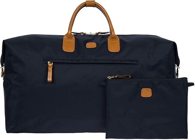 Bric's X-Travel Deluxe Duffle for Men and Women - Lightweight Overnight Carry On Travel Luggage with Tuscan Leather Trim and Sleeve Attachment - Water-Resistant Weekender or Gym-Ready Duffel