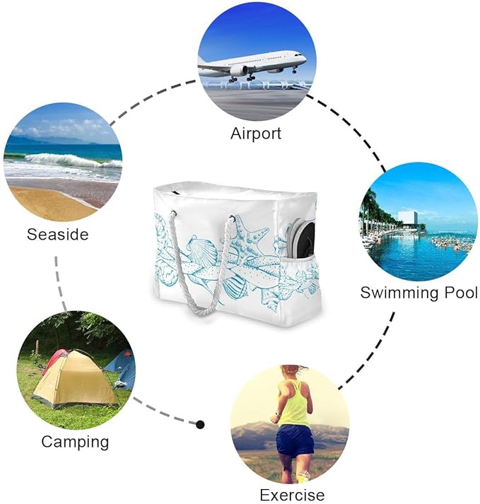 senya Large Beach Shoulder Bags Canvas Tote Water Resistant for Gym Travel Daily