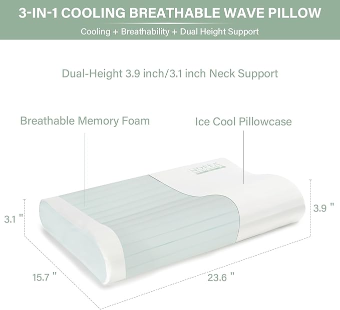 Cervical Neck Pillow for Neck Pain Relief, Contour Memory Foam Pillows, Cooling Ergonomic Pillows for Sleeping Side, Back & Stomach Sleepers, Breathable Bed Pillows Neck Support, Extra Soft