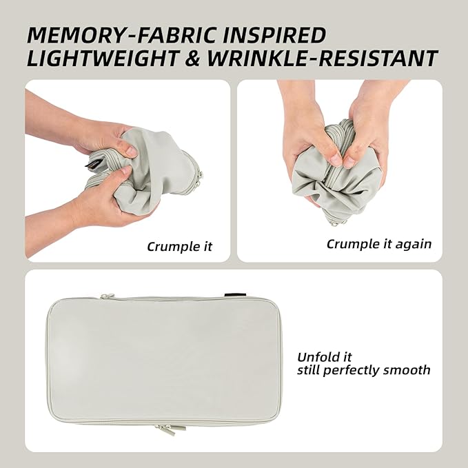 4 Piece Compression Packing Cubes for Suitcases and Backpack, Lightweight Travel Organizers (Off-White)