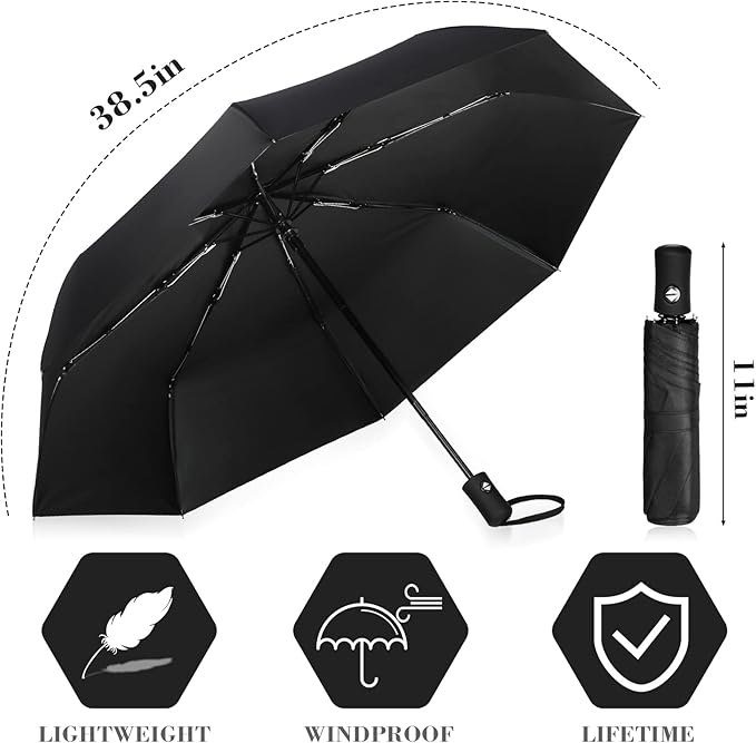 Jexine 6 Pcs Travel Compact Umbrella Automatic Open Close Windproof Small Light Backpack Purse Car Portable Collapsible Umbrella for Rain, Men Women