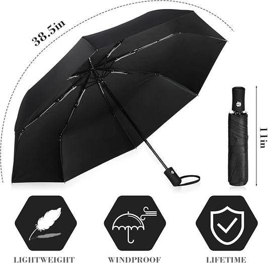 Jexine 6 Pcs Travel Compact Umbrella Automatic Open Close Windproof Small Light Backpack Purse Car Portable Collapsible Umbrella for Rain, Men Women