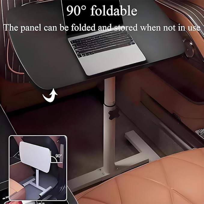Portable Car Seat Tray Table, Multi-Functional Foldable Car Desk, RV Folding Table, Desk Computer Workstation for Motorhome, Car Computer Desk for Working, Eating (White, 21.7" Lx12.6 W/55x32cm)