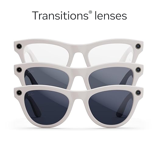 Ray-Ban Meta (Gen 1), Skyler, Shiny Chalky Grey | Smart AI Glasses for Men, Women - 12 MP Camera, Open-Ear Speakers, Video Recording, Bluetooth - Transitions® Sapphire Lenses — Wearable Technology