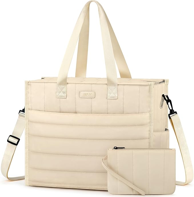 IBFUN Utility Tote Bag with 14/24 Pockets Zip Top Teacher Tote Bag for Teacher/Work Women