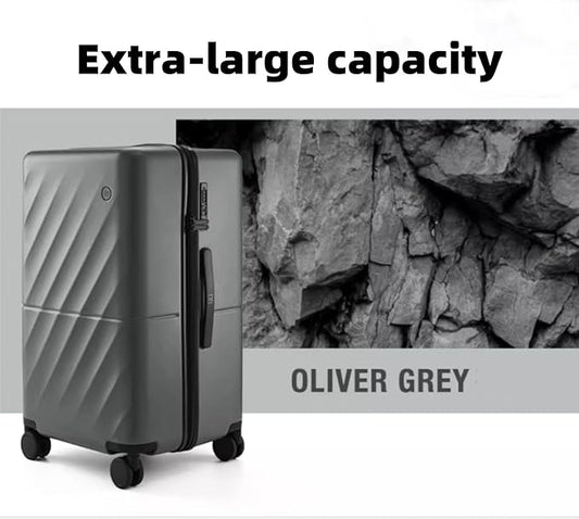 NINETYGO Trunk Luggage 26 Inch, Medium Checked Luggage with Double Spinner Wheels, Anti-Burst Zipper, Hard Case PC Suitcase, Lightweight Travel Luggage, TSA Approved (Slate Grey, Hudson)