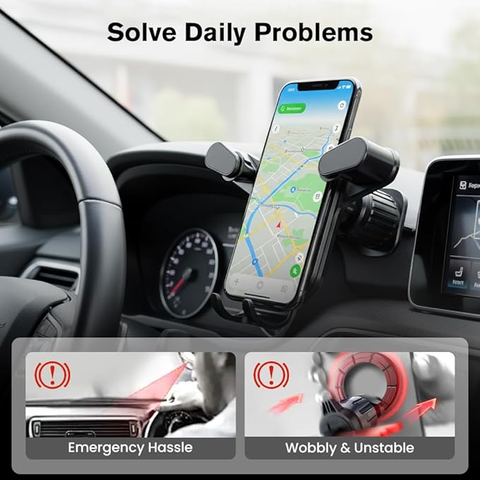 PVZXR Air Vent Car Phone Mount Holder,2026 New Wider Clamp & Metal Hook Car Phone Holder Vent [Thick Cases Friendly] Phone Holders for Your Car Mount Automobile Hands Free Cradle Air Vent (B-2PCS)