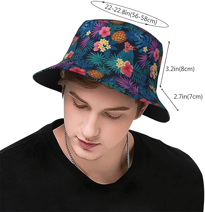 Unicorn and Pink Flower Fisherman Hat Summer Foldable UV Protection Sun Hat