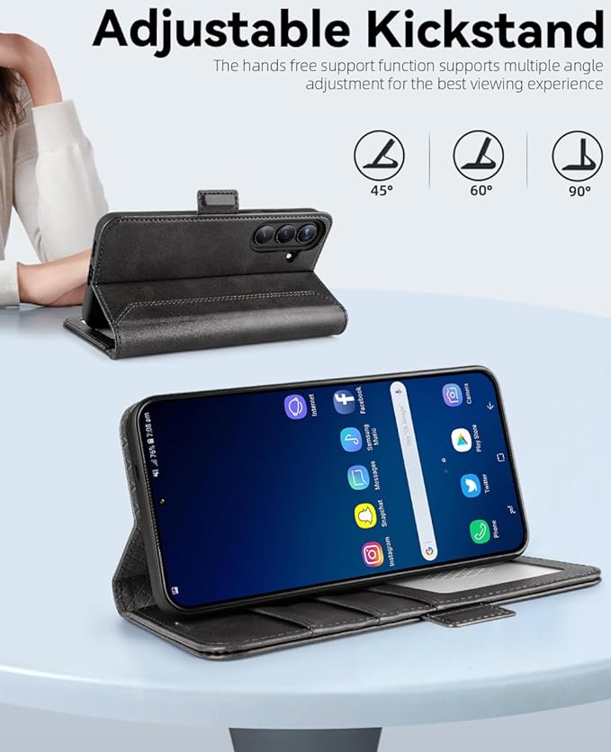 OCASE Compatible with Galaxy S25 Wallet Case, PU Leather Flip Folio Case with Card Holders RFID Blocking Kickstand [Shockproof TPU Inner Shell] Protective Phone Cover 6.2 Inch 2025, Retro Graphite