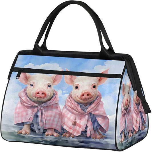 Travel Duffel Bag Funny Pig Waterproof Sports Duffel Bags Lightweight Large Capacity Weekender Carry On Gym Bag for Women Men