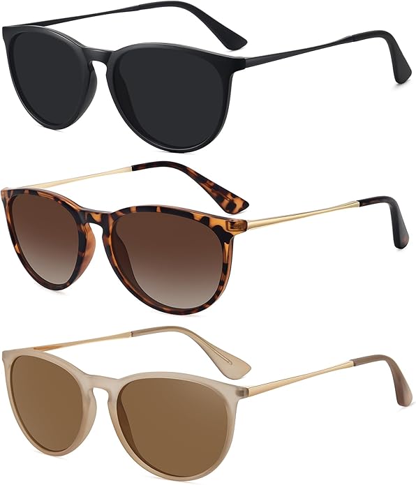 Retro sunglasses womens 2024 trendy round classic glasses