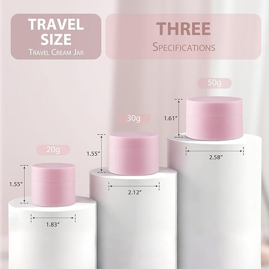 Travel Size Containers, Small Plastic Containers with Lids, 20 Gram Travel Container for Creams, Lotion, Toiletries, Makeup (2PCS Black and 2PCS Pink Plastic Jars)