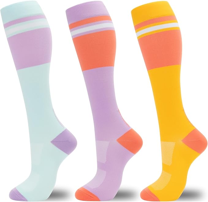 fenglaoda Compression Socks for Women Men 3 Pairs Graduated Compression Support Circulation Socks for Nurses