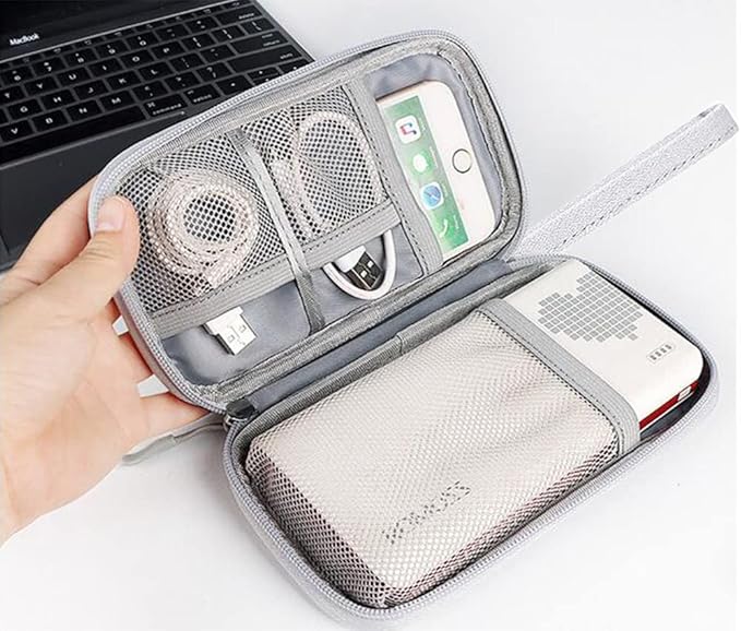 Electronic Organizer Small Travel Cable Organizer Bag, Digital Gadget Organizer Case, Waterproof Travel Gear Storage Carrying Sleeve Pouch for Cable, USB, Earphones, Portable Hard Drives, Power Banks