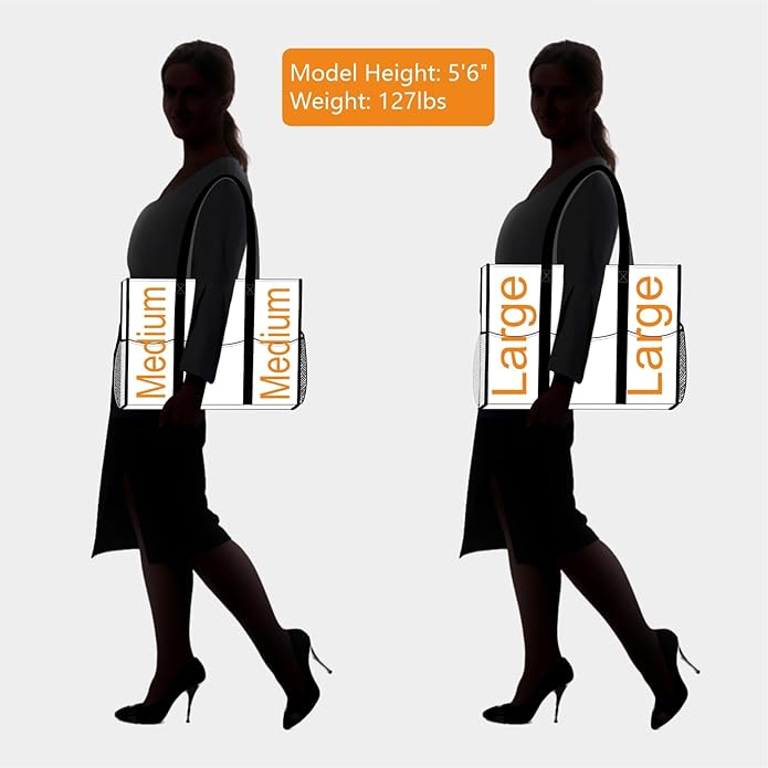 TOPDesign Utility Water Resistant Tote Bag with 13 Pockets, Top Zipper Closure & Thick Bottom Support, for Working Women