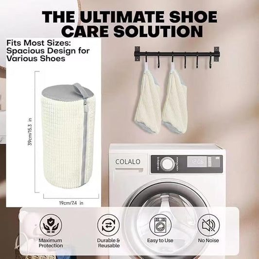 Laundry Shoe Bags for Washing Machine, 2Pcs Shoe Washing Bag Shoe Laundry Bag for Washer and Dryer Reusable Shoe Washing Bags Shoe Washing Machine Bag (Begie-2Pcs)