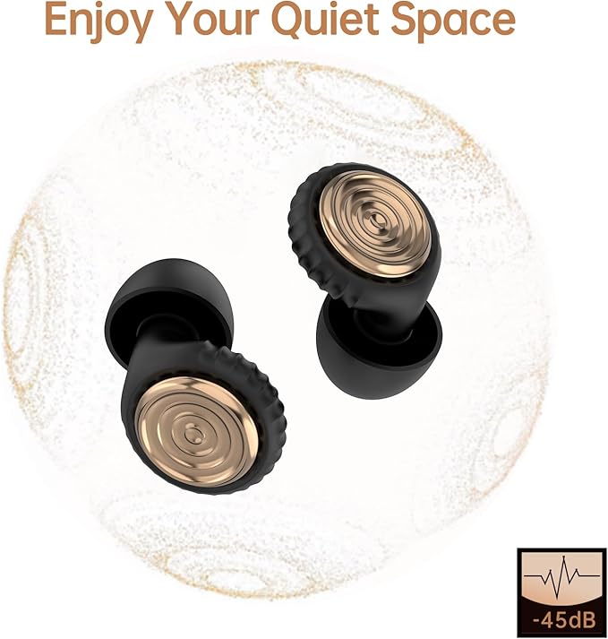 Noise-Cancelling Ear Plugs for Sleeping, Travel, Work and Concerts – Reusable Noise-Reducing Earplugs (XS/S/M/L) Soft Silicone Sleep Earbuds for Comfortable Fit, Hearing Protection(Champagne)