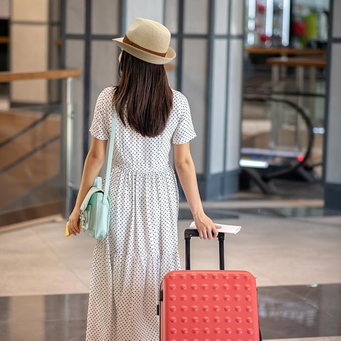 DRESHOW Women Straw Panama Hat Travel Fedora Beach Sun Hat Summer Wide Brim Straw Roll up Hat UPF 50+