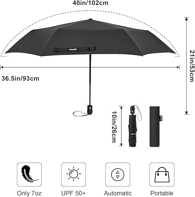 G4Free Mini Ultralight Umbrella UPF 50+ UV Protection Compact Lightweight Travel Umbrella Super Slim Small Portable Automatic Open and Close,40 Inch