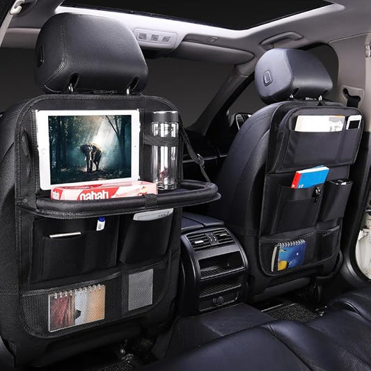 Generic Car Back Seat Organizer, Foldable Rear Seat Storage Bag with Tablet Holder, for 2017-2018 Hyundai Elantra, Black, heiseB＋1